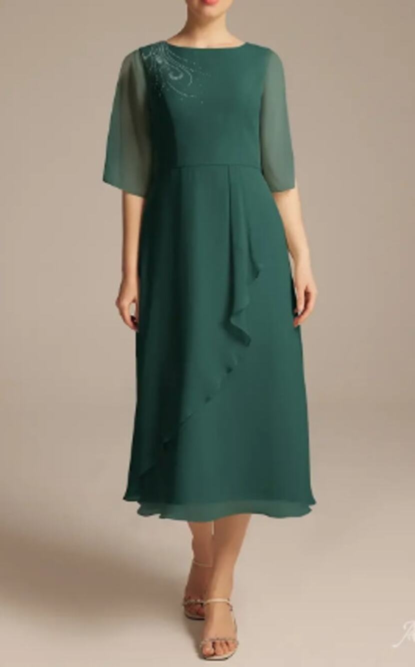 AW BRIDAL 14 XL dark emerald Tanya mother of bride formal party midi dress B53